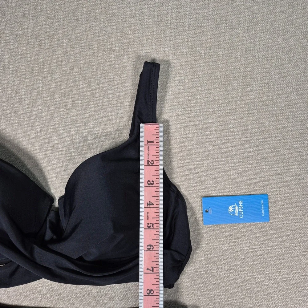 Cupshe‎ Womens Black Underwire High Waisted Ruched Bikini Set Size M New NWT